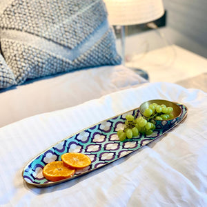 Oval Platter With Dip Bowl - Moroccan Mint