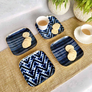 Square Quarter Plates - Set Of 4 - Bali Island