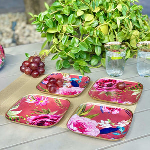 Square Quarter Plates - Set Of 4 - Windsor Blooms