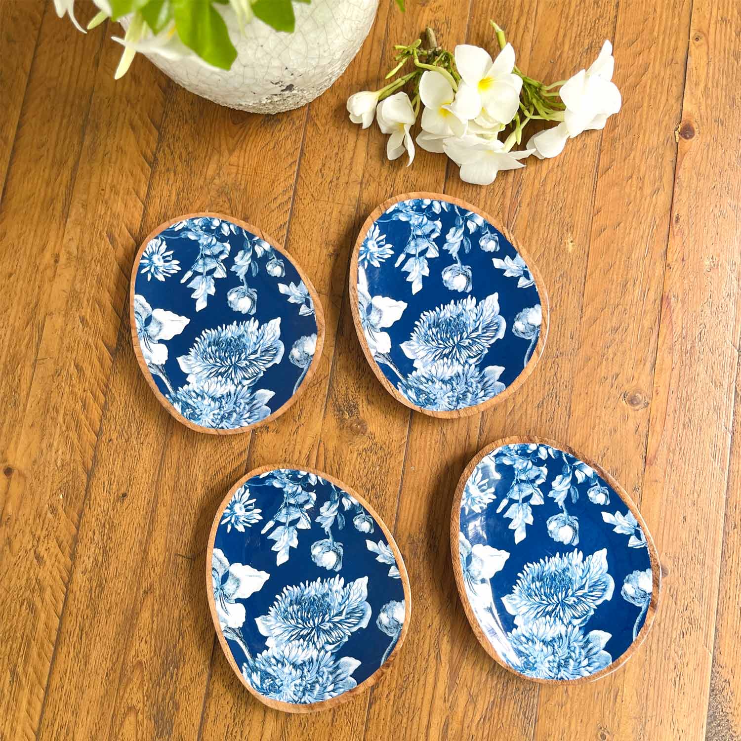 Mini Oval Plates, Set of 4 - Brittany Bleu