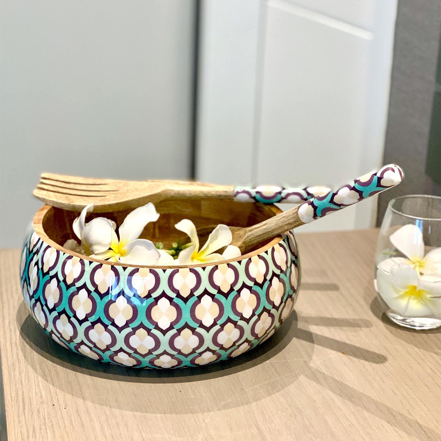 Salad Bowl With Servers Set - Moroccan Mint