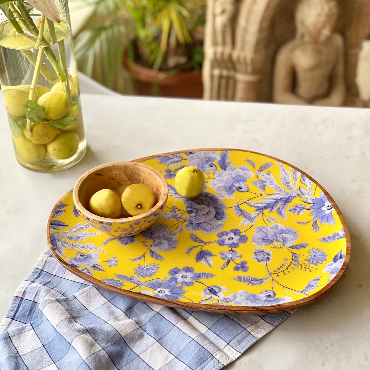 Oval Platters With Dip Bowls, Gift Set of 2 - Japanese Summer