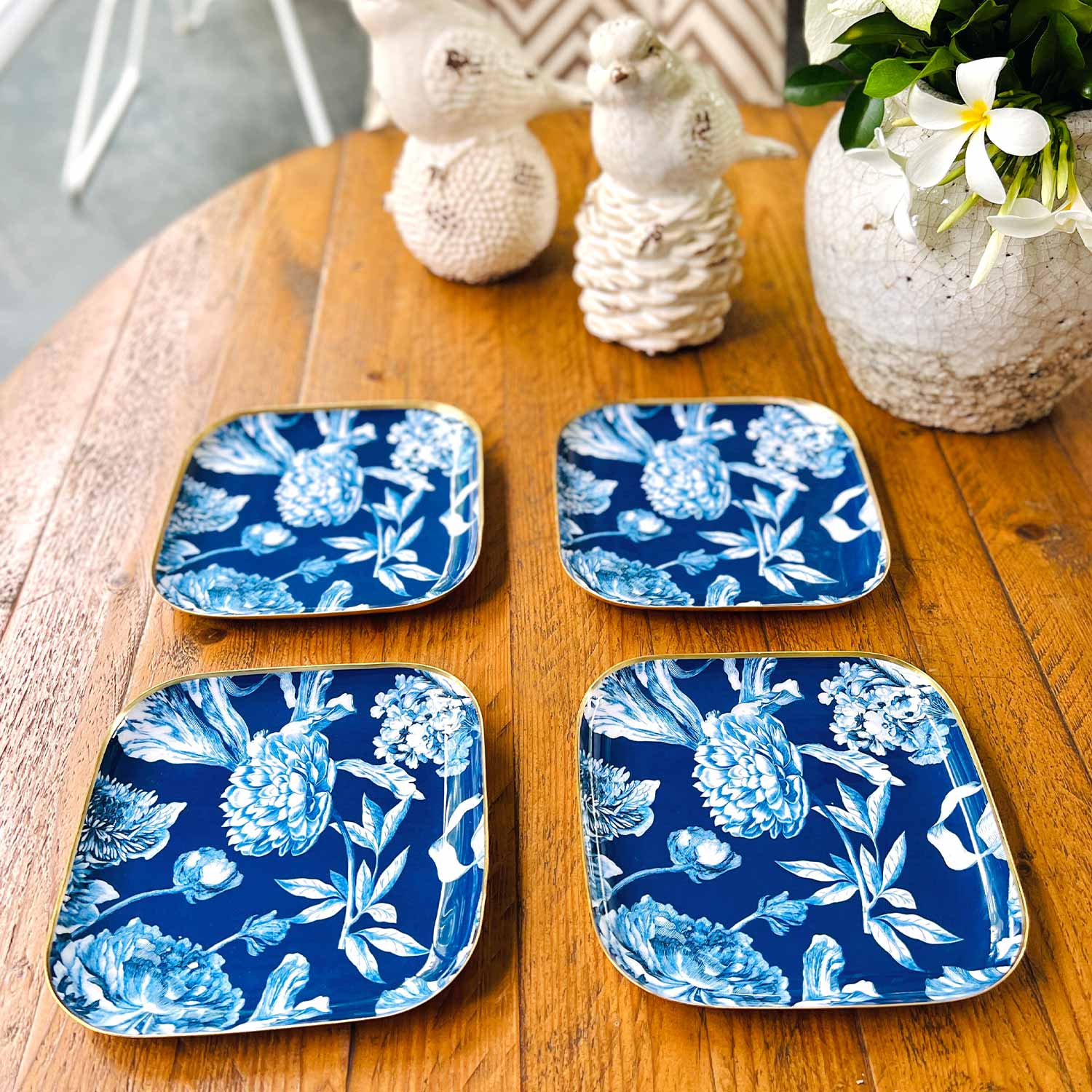 Square Quarter Plates, Set of 4 - Brittany Bleu