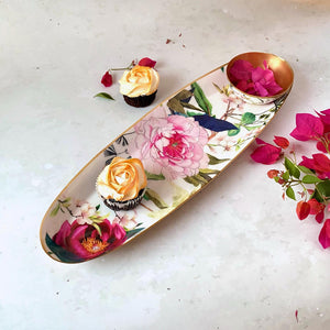 Oval Platter With Dip Bowl - Tudor Blooms
