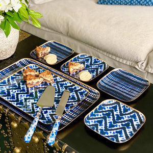 Serving Platters With Server & Knife Duo, Gift Set of 8 - Bali Island