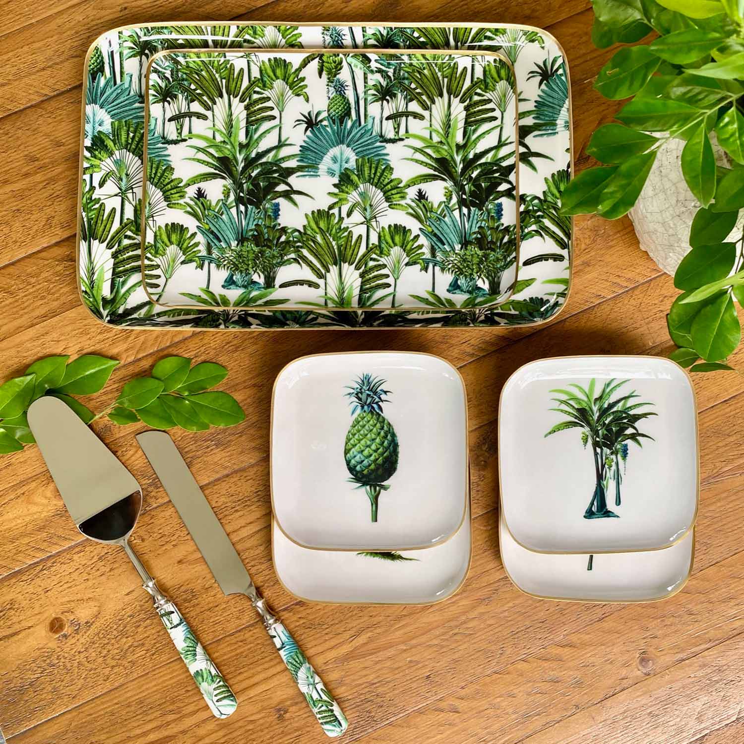 Serving Platters With Server & Knife Duo, Gift Set of 8 - Amazonia Day