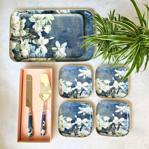 Serving Platters With Server & Knife Duo, Gift Set of 8 - Ceylon Dusk