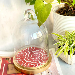 Mini Glass Cloche With Wood Base - Deep Spice
