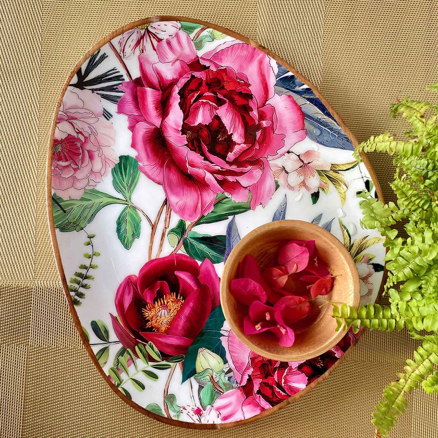 Oval Platters With Dip Bowls, Gift Set of 2 - Tudor Blooms
