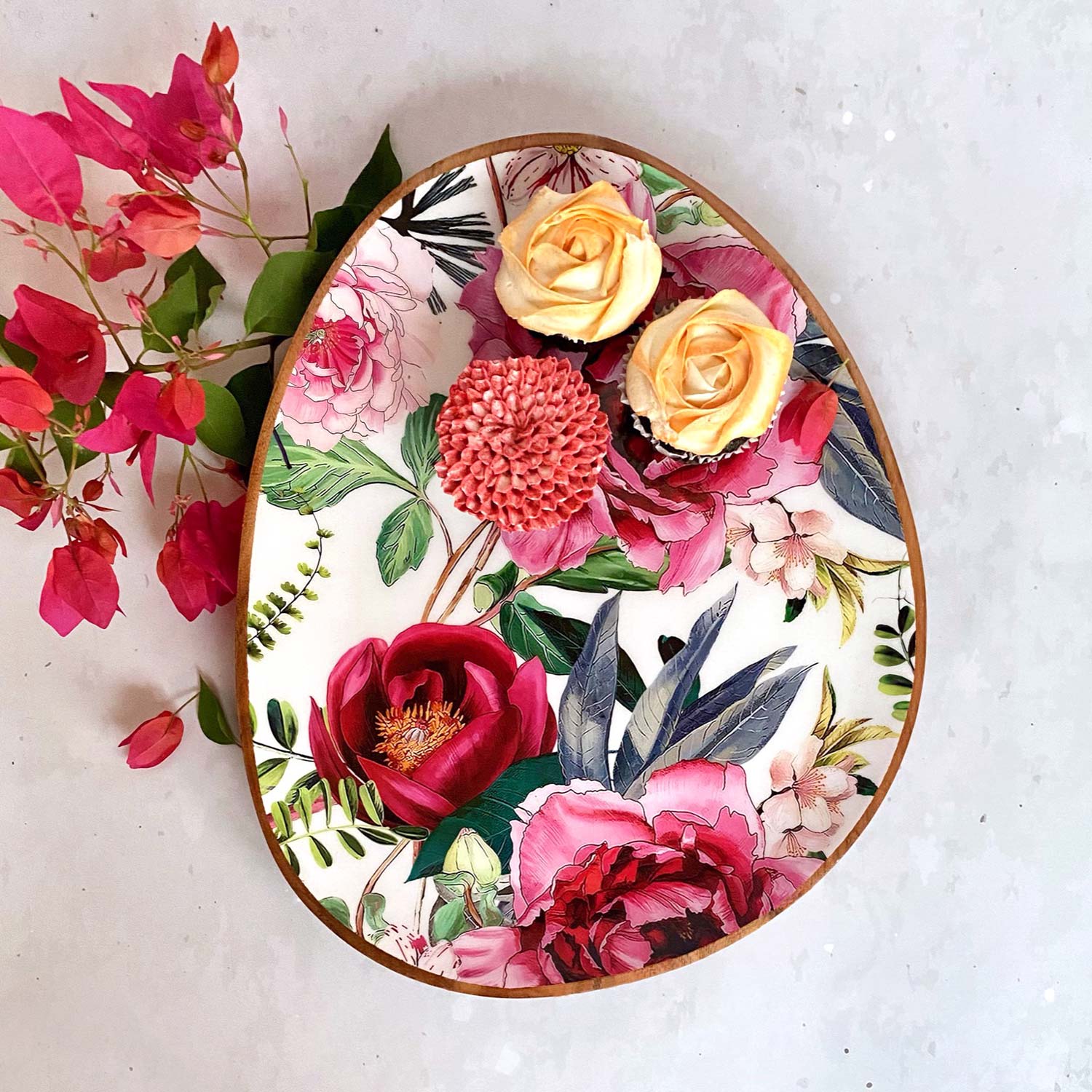 Large Oval Platter With Dip Bowl - Tudor Blooms