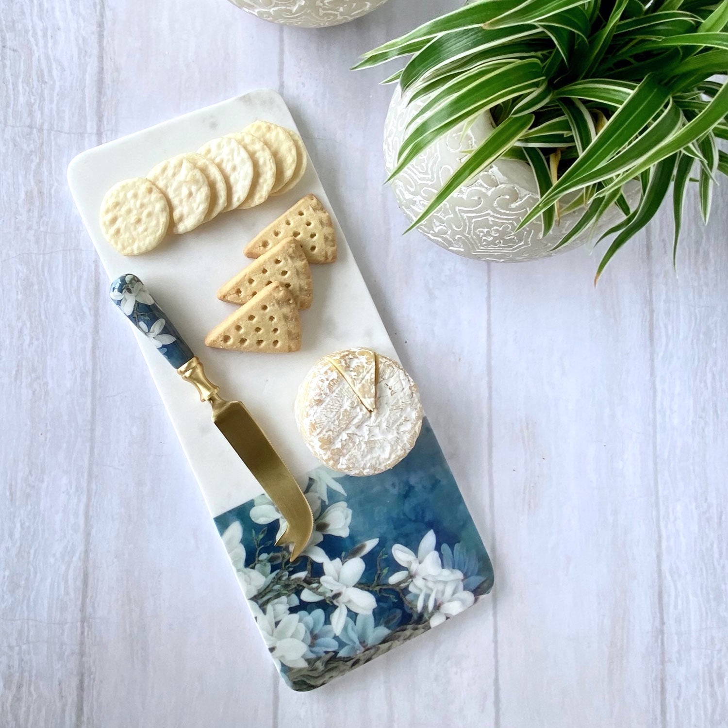 Marble Cheese Board With Cheese Knife - Ceylon Dusk