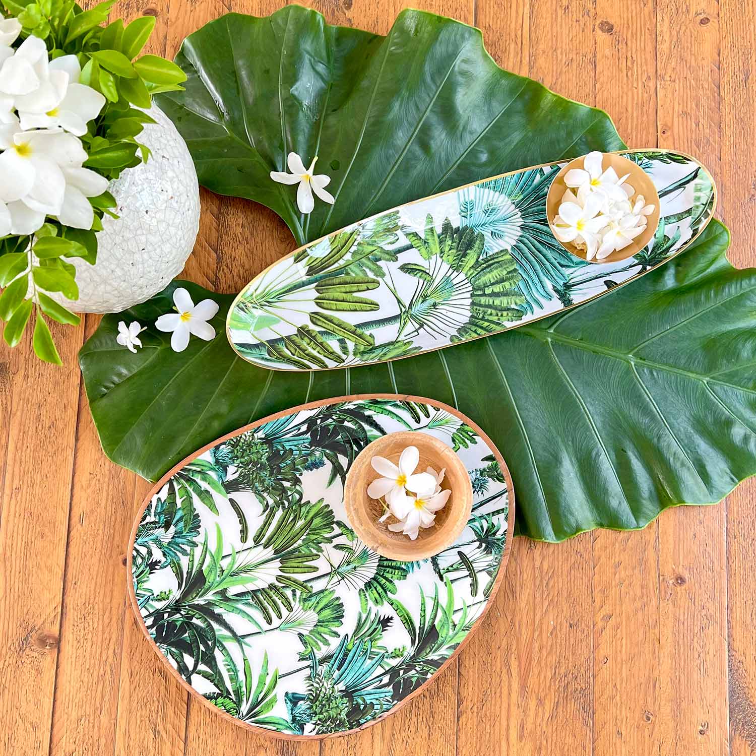 Oval Platters With Dip Bowls, Gift Set of 2 - Amazonia Day