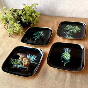 Square Quarter Plates - Set Of 4 - Amazonia Night