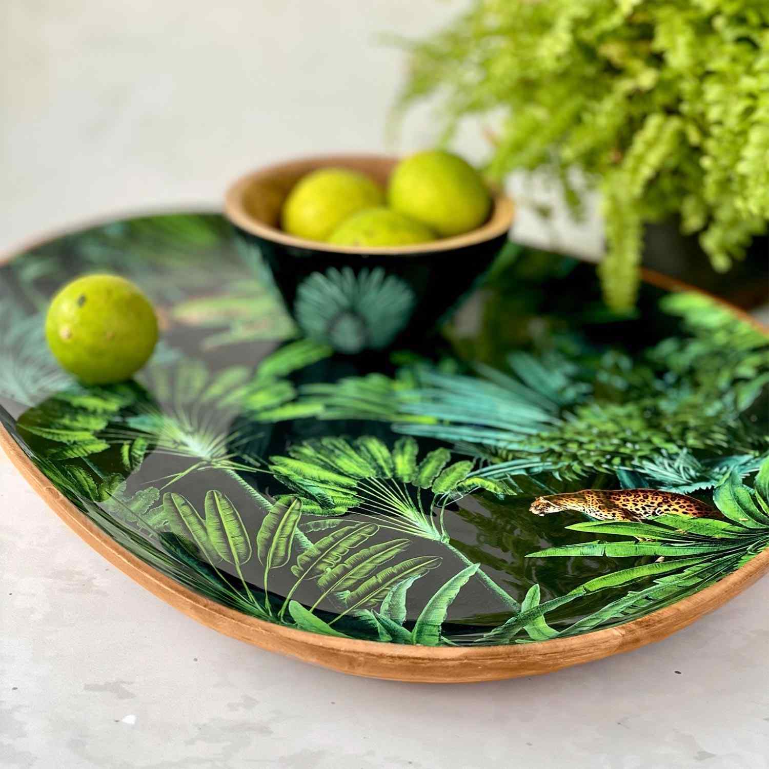 Large Oval Platter With Dip Bowl - Amazonia Night